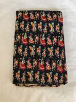 Traditional Folk Dance Printed Cotton Fabric (By Meter) Black