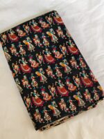 Traditional Folk Dance Printed Cotton Fabric (By Meter) Black - Image 3