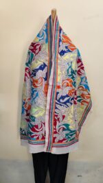 Premium Soft D Tussar Silk Kantha Stole – Full Body Multicolor Floral & Vine Pattern - Image 6