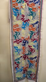 Premium Soft D Tussar Silk Kantha Stole – Full Body Multicolor Floral & Vine Pattern - Image 4