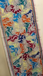 Premium Soft D Tussar Silk Kantha Stole – Full Body Multicolor Floral & Vine Pattern - Image 3
