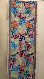 Premium Soft D Tussar Silk Kantha Stole – Full Body Multicolor Floral & Vine Pattern - Image 5