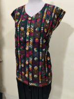Cotton Kantha Sleeveless Jacket – Black Multicolor Floral & Geometric Embroidery - Image 3