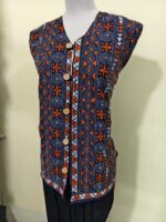 Handcrafted Cotton Kantha Stitch Sleeveless Jacket – Navy - Image 3