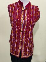 Handcrafted Cotton Kantha Stitch Sleeveless Jacket – Maroon