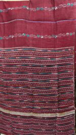 Bengal Kantha Stitch Khadi Cotton Saree – Maroon color