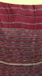 Bengal Kantha Stitch Khadi Cotton Saree – Maroon color - Image 4