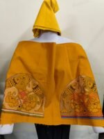 Premium Cotton Kantha Stitch Blouse Material – Fish Motif Mustard yellow - Image 4