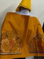 Premium Cotton Kantha Stitch Blouse Material – Fish Motif Mustard yellow - Image 5