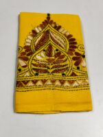 Handmade Yellow Cotton Kantha Stitch Blouse Piece - Image 4