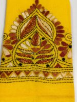 Handmade Yellow Cotton Kantha Stitch Blouse Piece - Image 5