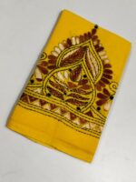 Handmade Yellow Cotton Kantha Stitch Blouse Piece - Image 3