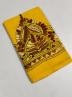 Handmade Yellow Cotton Kantha Stitch Blouse Piece - Image 2