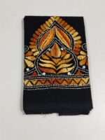 Black Cotton Kantha Stitch Blouse Material Handmade - Image 4