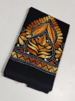 Black Cotton Kantha Stitch Blouse Material Handmade - Image 5
