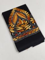 Black Cotton Kantha Stitch Blouse Material Handmade - Image 2