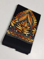 Black Cotton Kantha Stitch Blouse Material Handmade - Image 3
