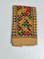 beige Cotton Hand Work Blouse Piece - flower design