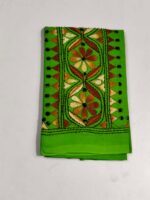 Light green Cotton Kantha Stitch Blouse Piece - Image 4