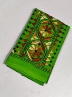 Light green Cotton Kantha Stitch Blouse Piece - Image 2