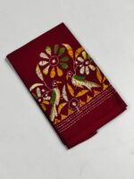 Maroon Cotton Kantha Stitch Blouse Piece - Image 2