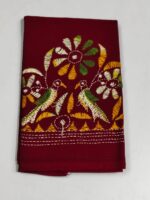 Maroon Cotton Kantha Stitch Blouse Piece - Image 5