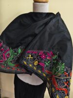 Silk Kantha Stitch Blouse Material (Hand-Embroidered – Black Base) - Image 4
