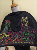 Silk Kantha Stitch Blouse Material (Hand-Embroidered – Black Base) - Image 5