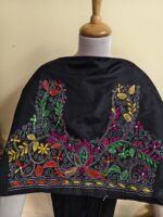 Silk Kantha Stitch Blouse Material (Hand-Embroidered – Black Base)