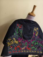 Silk Kantha Stitch Blouse Material (Hand-Embroidered – Black Base) - Image 3