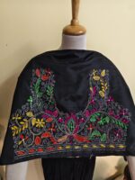 Silk Kantha Stitch Blouse Material (Hand-Embroidered – Black Base) - Image 2