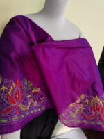 Silk Kantha Stitch Blouse Material (Hand-Embroidered – Purple) - Image 5