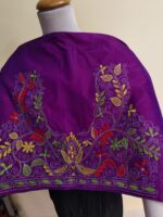 Silk Kantha Stitch Blouse Material (Hand-Embroidered – Purple) - Image 3
