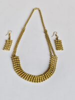 Handcrafted Dokra Beaded Brass Necklace Set - Image 3