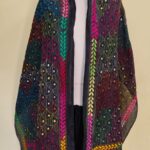 Black color Silk Kantha Stitch Stole – Floral Embroidery