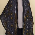 Black color Silk Kantha Stitch Stole – Floral Embroidery