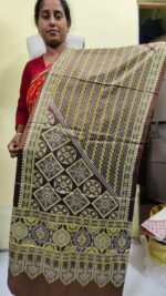 Ajrakh Modal Silk Stole Hand block (Mashru Silk) Brown color - Image 5