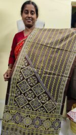 Ajrakh Modal Silk Stole Hand block (Mashru Silk) Brown color