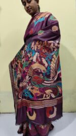 Kantha Stitch Art Silk Saree – Hand-Embroidered Bengal Craft - Image 5