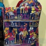 Kantha Stitch Art Silk Saree – Handcrafted Tribal & Floral Embroidery