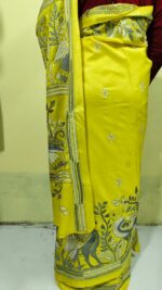 Bengal Kantha Stitch Art Silk Saree – Hand-Embroidered Traditional Craft - Image 8