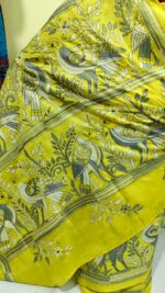Bengal Kantha Stitch Art Silk Saree – Hand-Embroidered Traditional Craft - Image 5