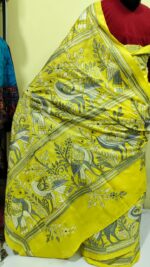 Bengal Kantha Stitch Art Silk Saree – Hand-Embroidered Traditional Craft - Image 3