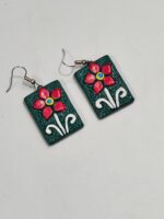 Terracotta Earrings Greenish red flower - Image 2