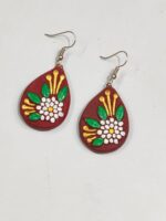 Terracotta Earring Maroon Color White Green Golden Colorful - Image 3