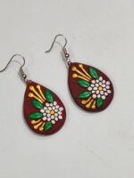 Terracotta Earring Maroon Color White Green Golden Colorful - Image 2