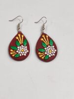 Terracotta Earring Maroon Color White Green Golden Colorful