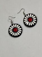 Terracotta Earring Black black white red flower