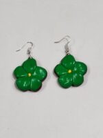 Terracotta Earring Black and Green leaves