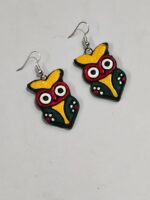 Terracotta Earring Black Colorful owl Motif - Image 3